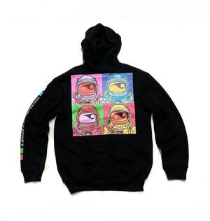 NASA Hoodie Neon Rainbow Spaceman Hot Pink Size Small S Mens Womens Hyper Space